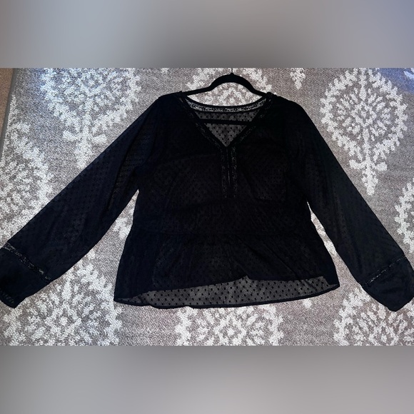 ⭐️Hollister⭐️Black Long-sleeve see through Baby Doll Shirt, size Medium ⭐️ - Picture 12 of 12